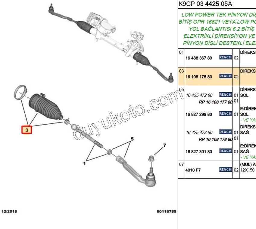 2019> Partner Rifter Berlingo Combo Doblo Proace City Direksiyon Körüğü P30082 DS7