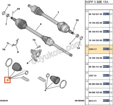 Aks Mili Dış Körüğü (Teker Tarafı)   C53 EXP3 EXP4 BXR 14Q