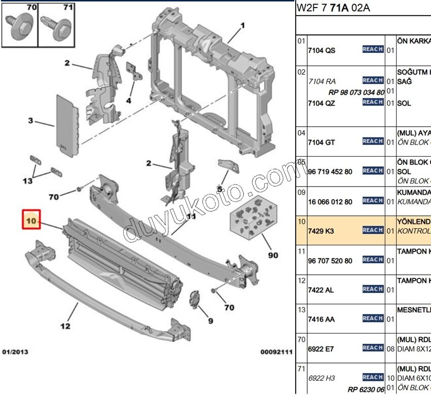 HAVA YONLENDIRICI ON TAMPON ORTA P5081 1.6HDİ Euro5