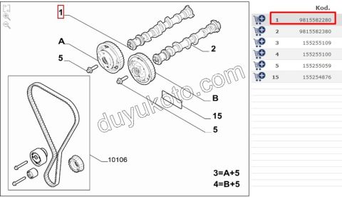 PEUGEOT CITROEN OPEL FIAT 1.2  EKSANTRİK MİLİ Emme EB2ADTS 100/130/155HP 2020 Sonrası EURO 6.3