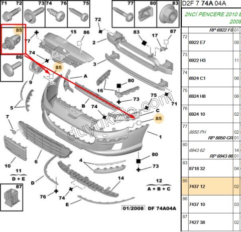 SEGMAN ON TAMPON KOSE YAYLI P406 P407 EXP3