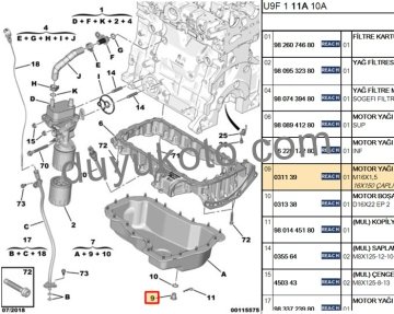 CİTROEN C-ELYSEE KARTER TAPASI 1.2 BENZİNLİ