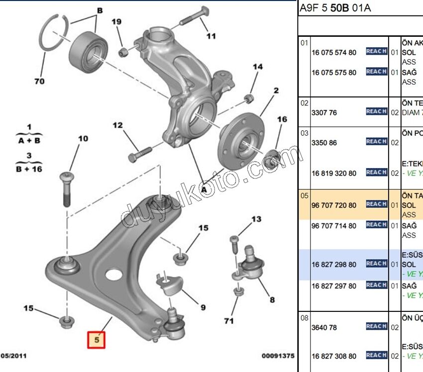 Salıncak Sol P2081 EB2 1.6HDİ Euro4 C 1.6HDİ Euro5