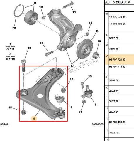 Salıncak Sol P2081 EB2 1.6HDİ Euro4 C 1.6HDİ Euro5
