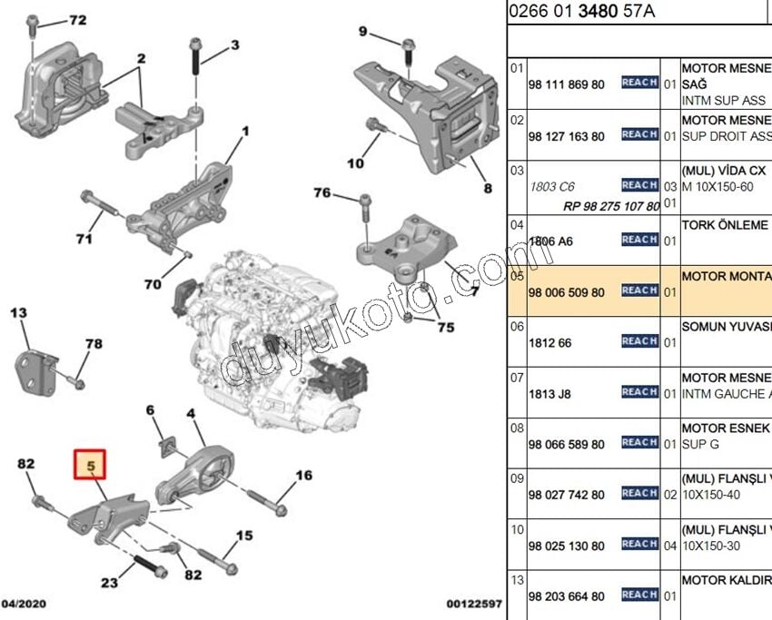 AYAK SAC SANZIMAN TAKOZ P207 P1007 P301 1.5HDİ Euro6