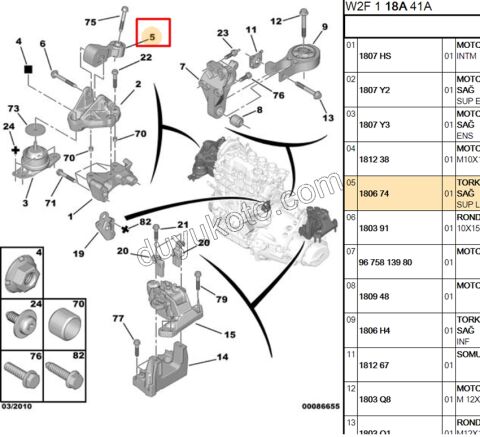 TAKOZ MOTOR UST KOL R DW10 P407 P607 EXP