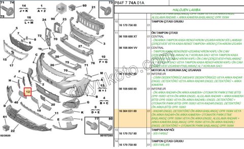 IZGARA ON TAMPON ALT P30082 P50082 PARK SENS+