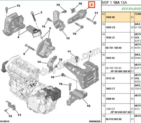 TAKOZ MOTOR ALT P207 P2081 P301 P20081 C2 C3 P1007