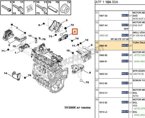 TAKOZ MOTOR ALT P207 P2081 P301 P20081 C2 C3 P1007
