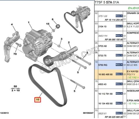 Alternatör V Kayışı 6PK0903 ET3J4 1.6THP 175HP
