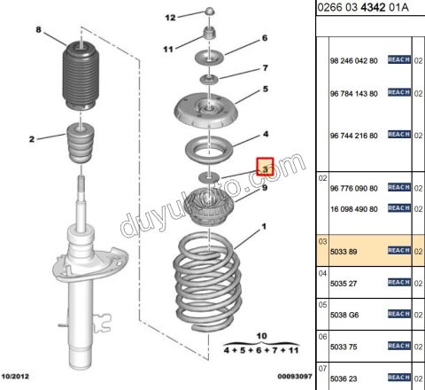 PUL ON AMORTISOR TAKOZ ALT P207 P2081 P301 PRT3 P20081