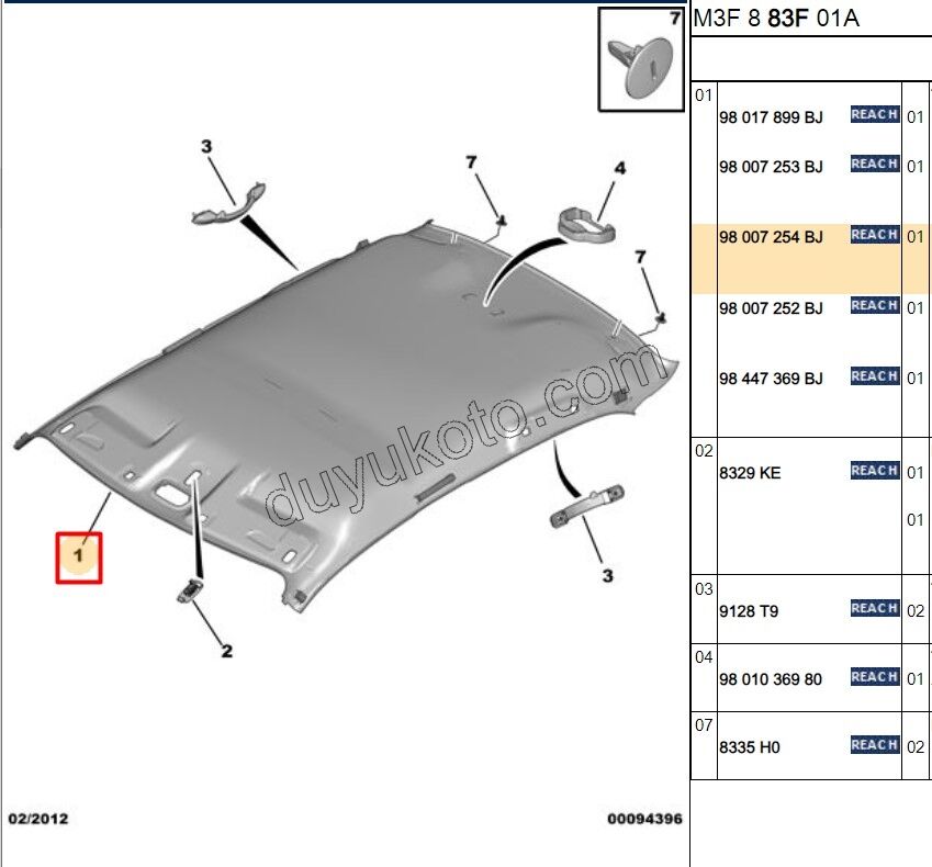Tavan Döşeme Kaplaması P301 ON + ARKA LAMBA+