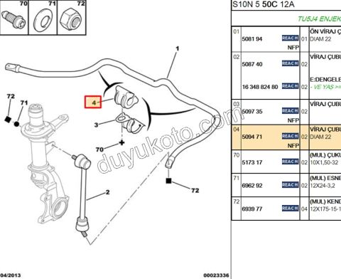 LASTIK VIRAJ DEMIR ON ORTA P106 22MM