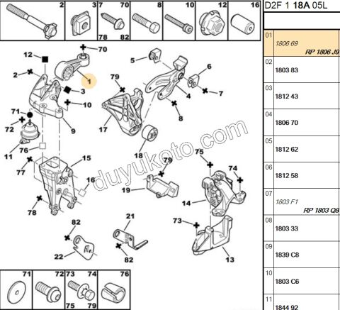 TAKOZ MOTOR UST DESTEK KOL R P5081 1.6VTi 120HP P407 EW10J4