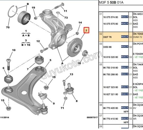 Ön Teker Poryası 37MM P106 P206 P207 P301 EM P306