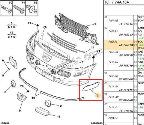 Ön Tampon Kapağı Yan Sol P3072 Astarlı