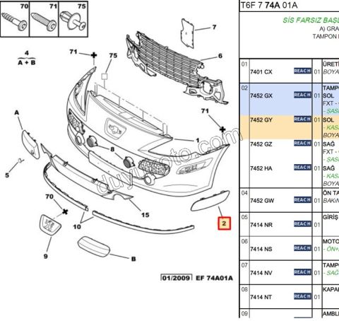 Ön Tampon Kapağı Yan Sol P3072 Astarlı