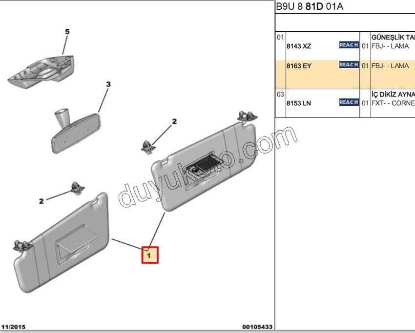 Güneşlik Takım PRT3