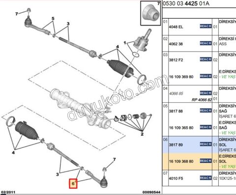 Sol Rot Başı PRT3 P308 P50081 C42 DS4