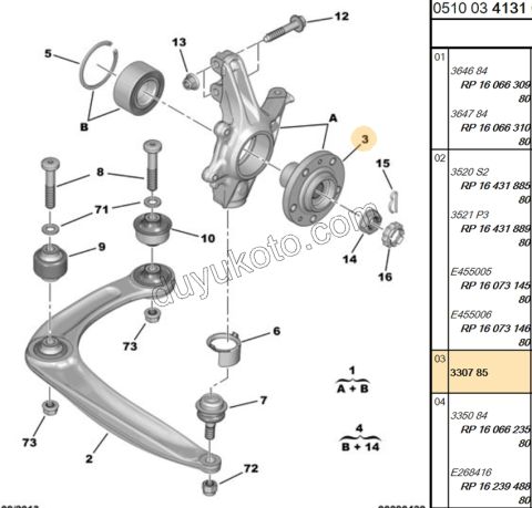 Ön Teker Poryası P206 P306 P307 P406 PRT1 PRT2