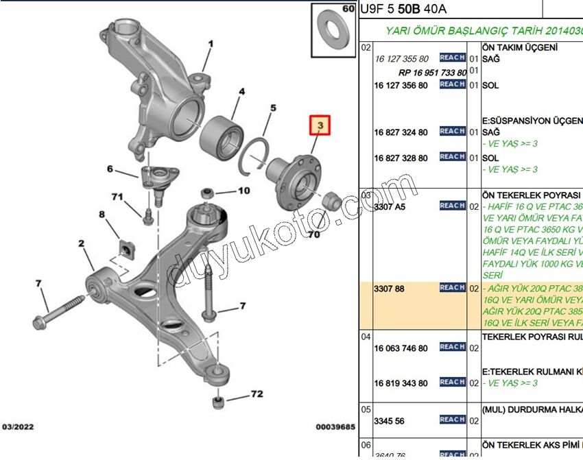 Ön Teker Poryası BXR3 16Q 20Q