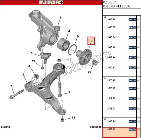 Ön Teker Poryası BXR3 16Q 20Q