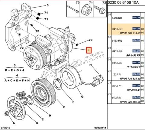 Klima Kompresörü PBP FRN C2 C3 C32 1.4HDİ Euro4 02/11 1.6HDİ Euro4 05/11