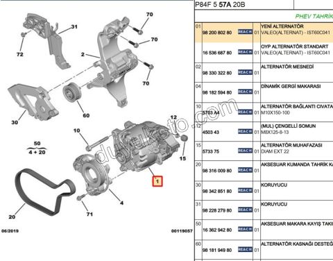 Sarj Dinamosu Alternatör HBR P3083 P30082 P408 P54 P5082 DS7
