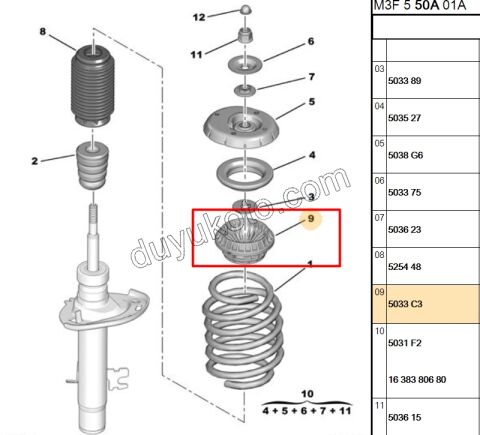 Ön Amortisör Takozu RULMAN ALTI MIKA P207 P301