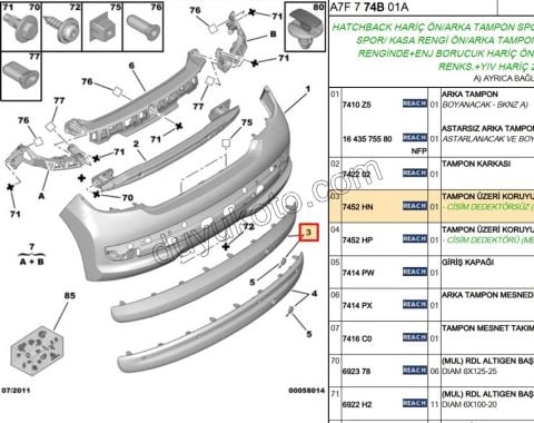 Arka Tampon Kapağı P207 Orta BANDI