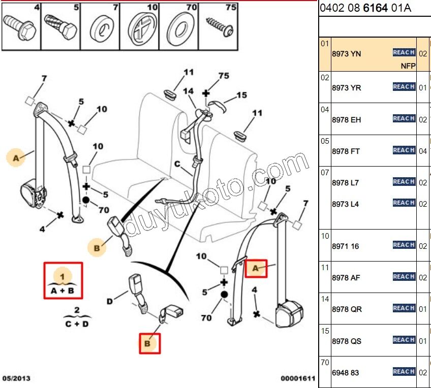 EMNIYET KEMERI ARKA R/L PRT1 PRT2 TOKA YOK