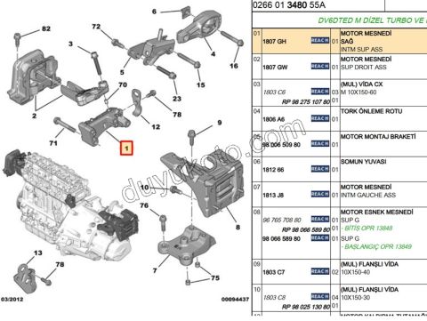 AYAK MOTOR R TAKOZ ARA BRAKET 1.6HDİ Euro5 P301