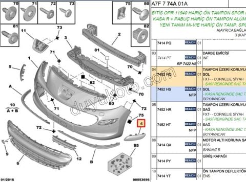 Ön Tampon Kapağı Köşe Sol P2071 SIYAH