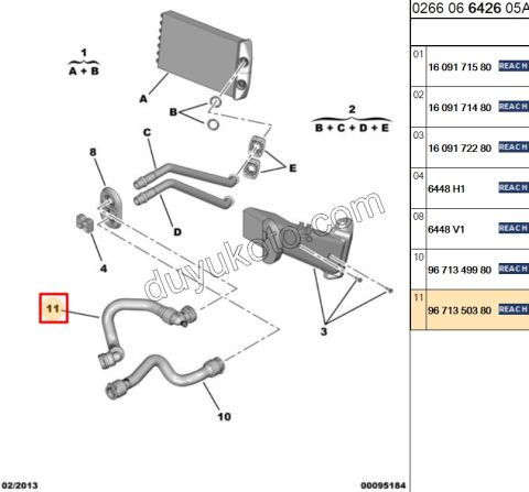 Kalorifer Hortumu 1.2VTI 82HP P301 C32 Tahliyeli