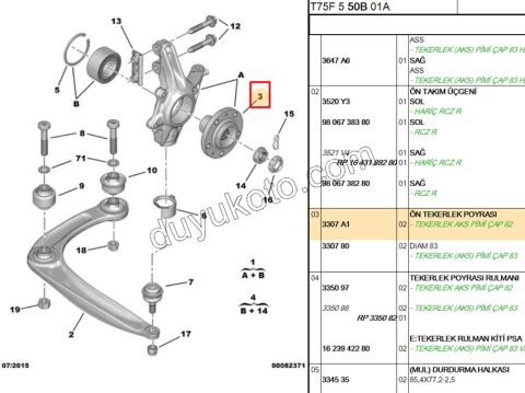 Ön Teker Poryası RCZ 5 BIJON 82MM