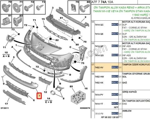 Ön Tampon Kapağı Orta P207 (SIYAH CITA)