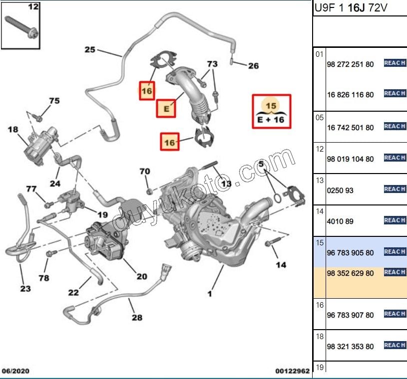 Egzoz Geri Dönüş (EGR) Borusu YM BXR3MQ DW12R