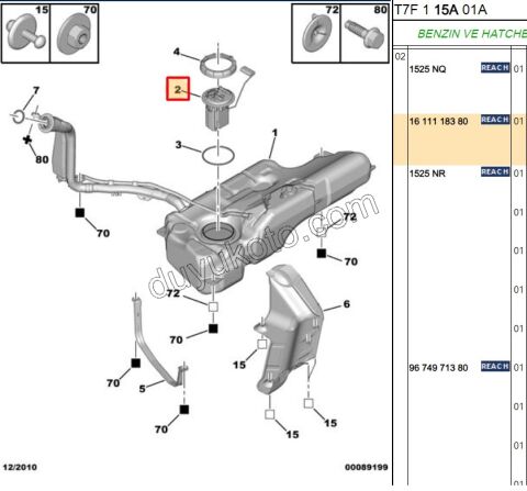 Yakıt Pompa ve Şamandırası (Komple) P307 P3081 P30081 1.6İ 16V Benzinli 1.6VTi 120HP