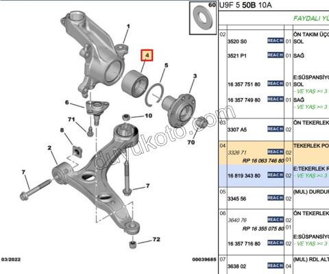 Ön Teker Rulmanı BXR3 (ABS'li)