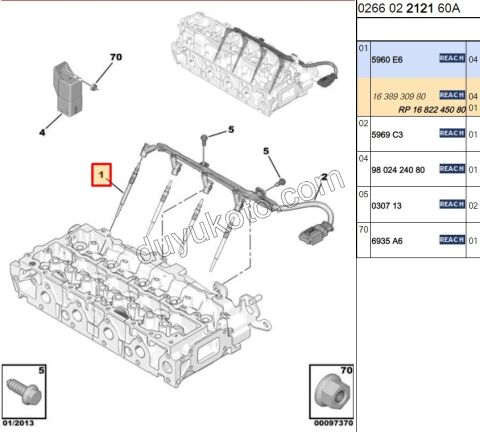 KIZDIRMA BUJI 1.4HDİ Euro5 12/16 1.6HDİ Euro5/Euro6 DW10C DW10F