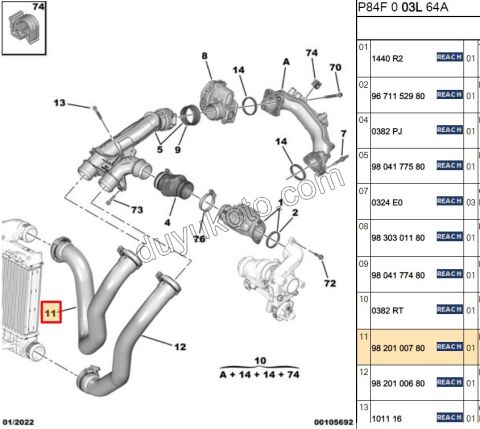 HORTUM TURBO RADYATOR UST P3082 C4PC2 1.6HDİ Euro5