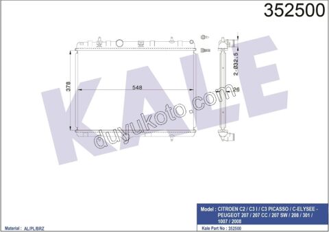 Motor Su Radyatörü P207 P301 EP 1.6HDİ Euro4