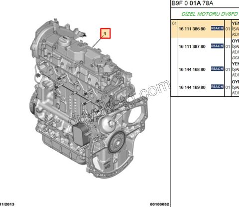 MOTOR KOMPLE 1.6HDİ Euro6 D 1.6HDİ Euro6 E EURO6 75HP 100HP