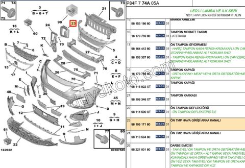 CERCEVE ON TAMPON TURBO RAD HAVA GIRIS ARKA P30082 1.5HDİ Euro6