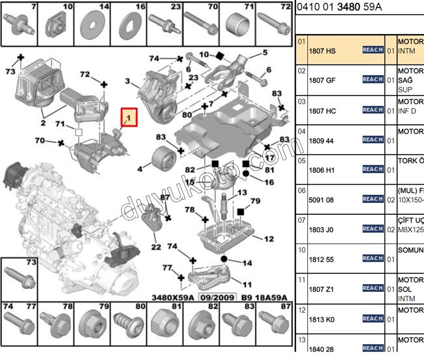 TAKOZ MOTOR ALIMINYUM R DV6
