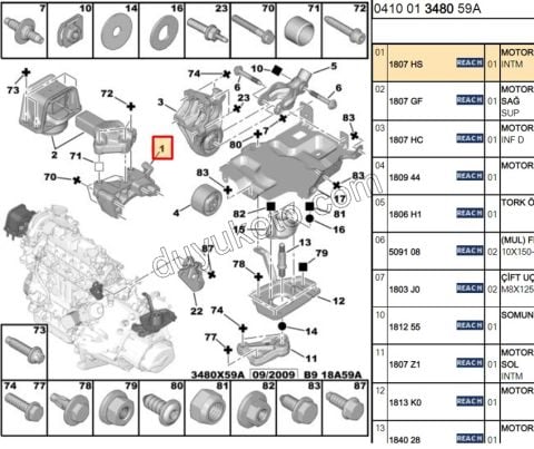 TAKOZ MOTOR ALIMINYUM R DV6
