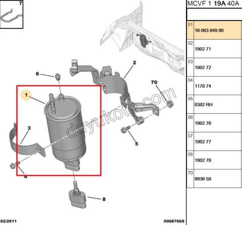 Mazot Yakıt Filtresi SAC BXR3 1.3HDI
