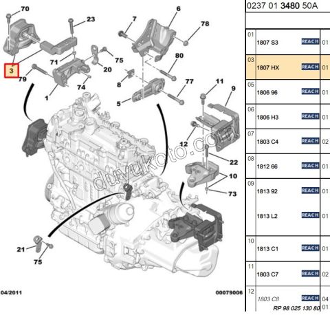 TAKOZ MOTOR UST R P2081 P20081 C2 C31 1.4HDİ Euro5 12/16