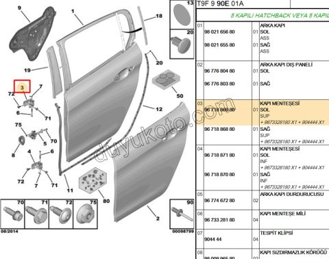 MENTESE ARKA KAPI UST L P2081 P3082 P20081 P5082 C33