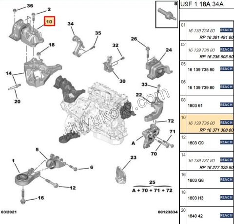 TAKOZ MOTOR UST R BXR3 DW10FUC DW10FUE DW12R